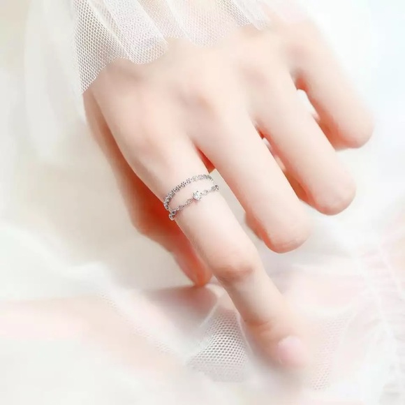 🔵𝟲𝟱%𝗢𝗙𝗙 𝗯𝘂𝗻𝗱𝗹𝗲𝘀 𝟯+🔵 NEW CZ Floral Filigree Adjustable Delicate Ring - Picture 8 of 11